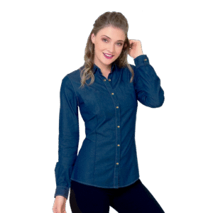 EMB-Camisa para Dama, Gmp ML Mezclilla-Minimo de Orden 6pzs.
