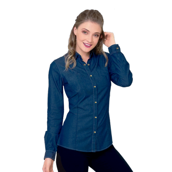 EMB-Camisa para Dama, Gmp ML Mezclilla-Minimo de Orden 6pzs.
