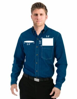 EMB-Camisa para Caballero Gmp ML Mezclilla-Minimo de Orden 6pzs.